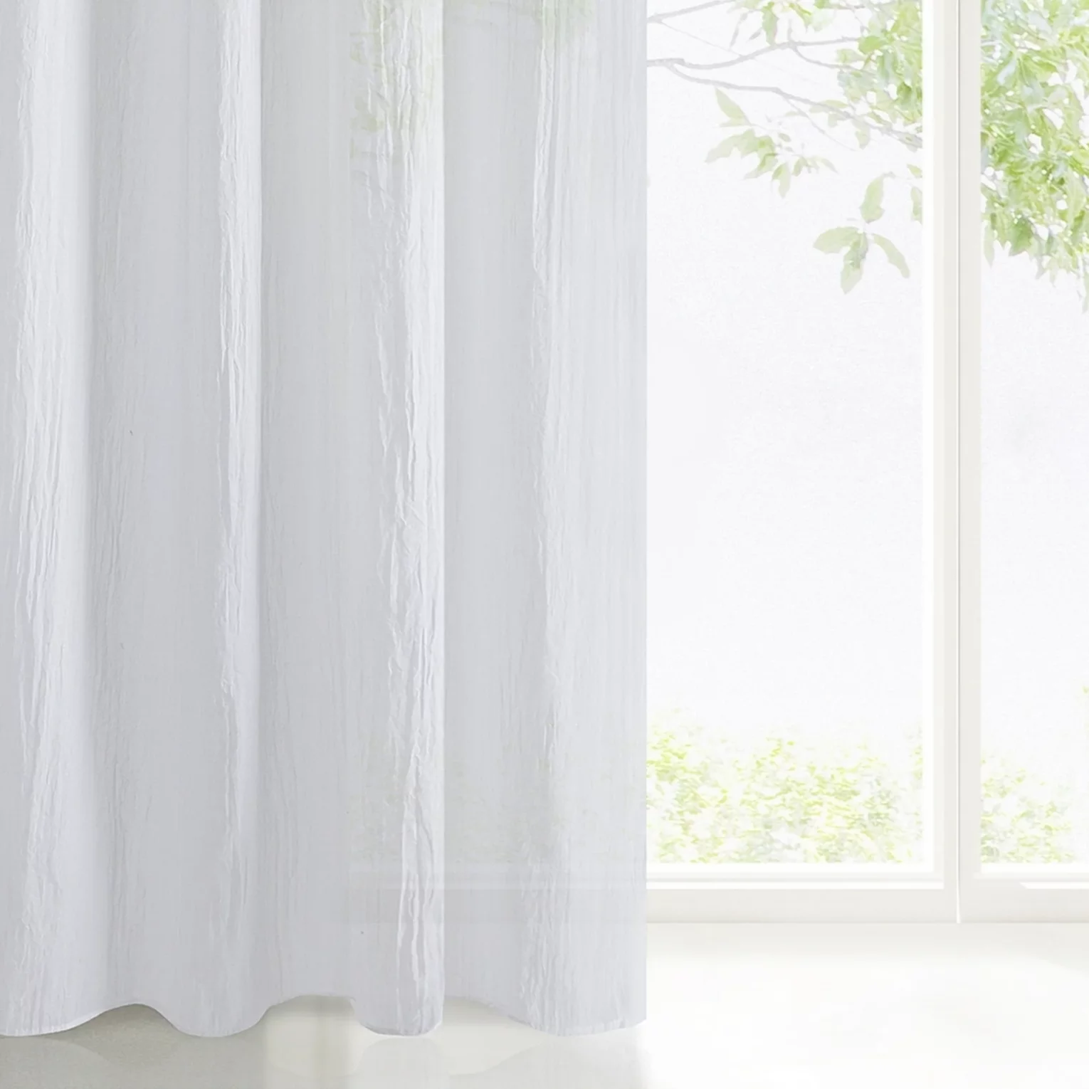 Zasłona biała z lekkiej gniecionej etaminy w stylu eko 140x250 cm przelotka - ZUHLA