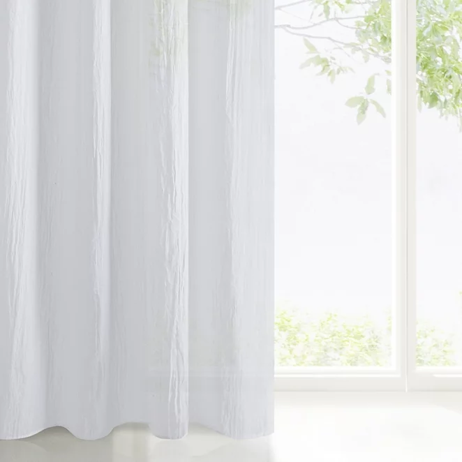 Zasłona biała z lekkiej gniecionej etaminy w stylu eko 140x250 cm przelotka - ZUHLA