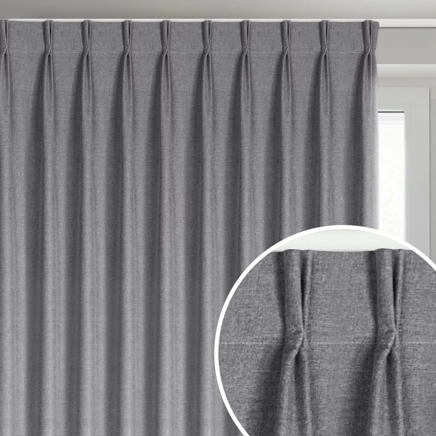 Zasłona grafitowa z 100% zaciemniającej tkaniny typu blackout 125x270 cm (wymiar podany na gotowo) system flex - NELISA