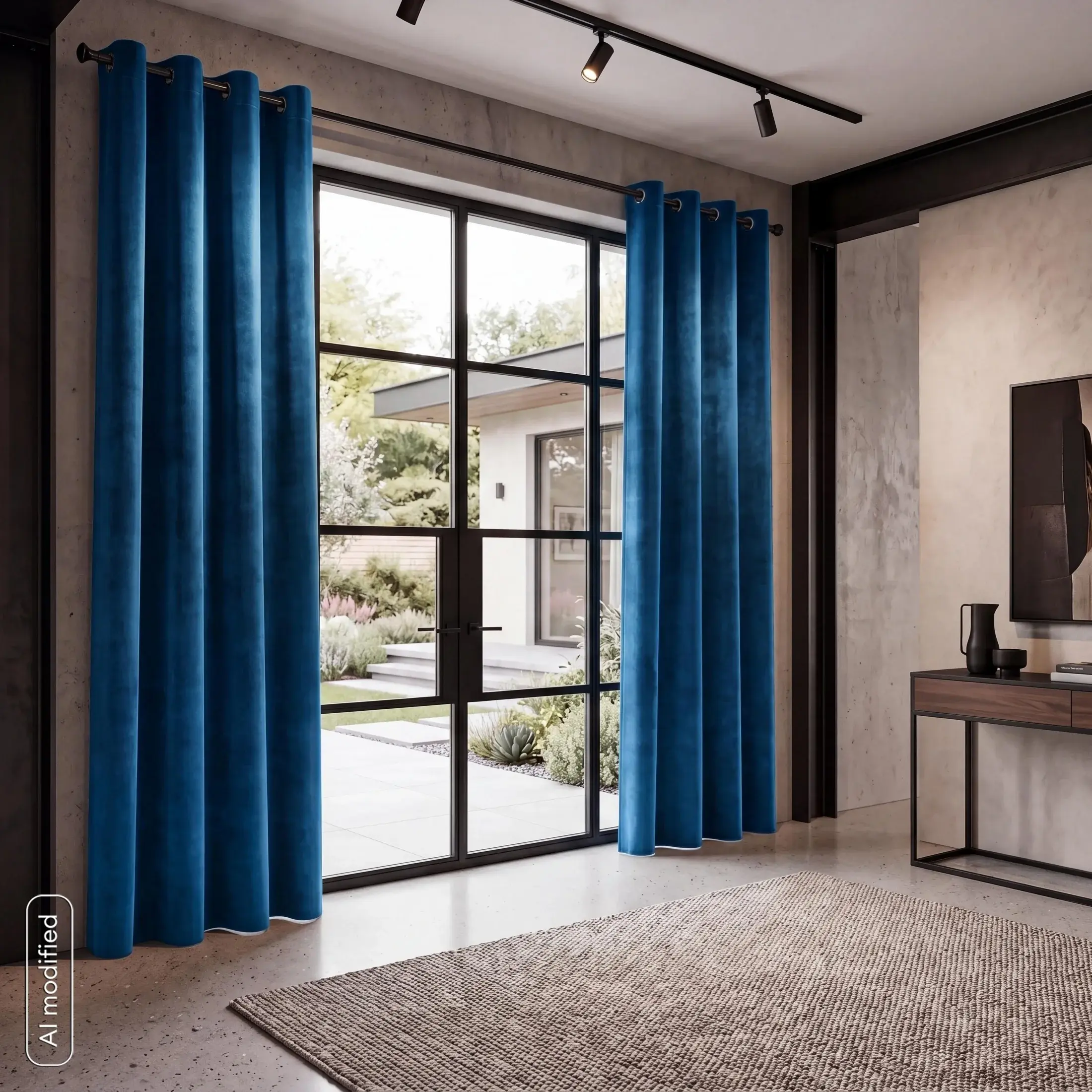 Zasłona granatowa z aksamitnego błyszczącego welwetu 140x250 cm przelotka - LUCCA