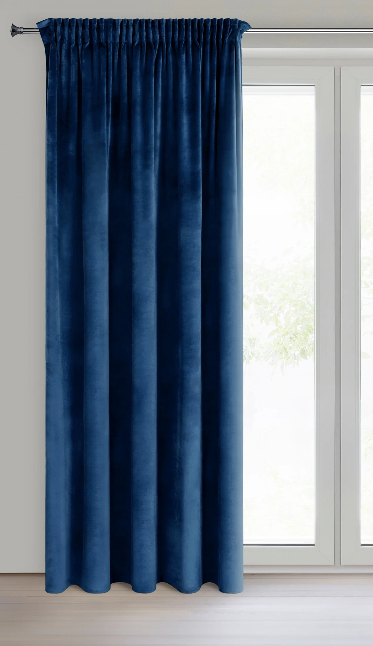 Zasłona granatowa z aksamitnego gładkiego welwetu 140x270 cm taśma - HEAVEN