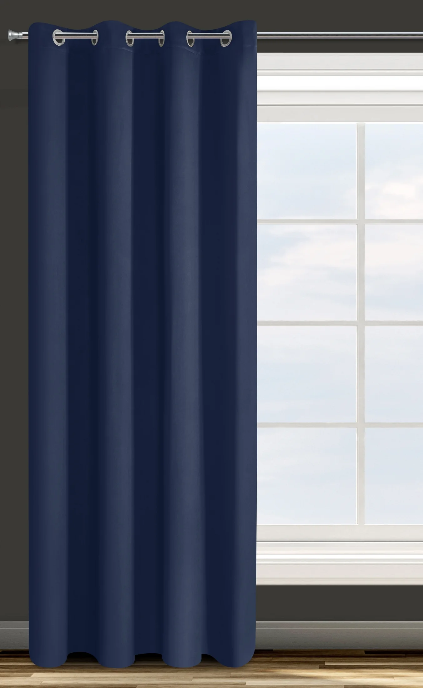 Zasłona granatowa z gładkiej tkaniny zaciemniającej typu - BLACKOUT 135x250 cm przelotka - PARISA - Design 91