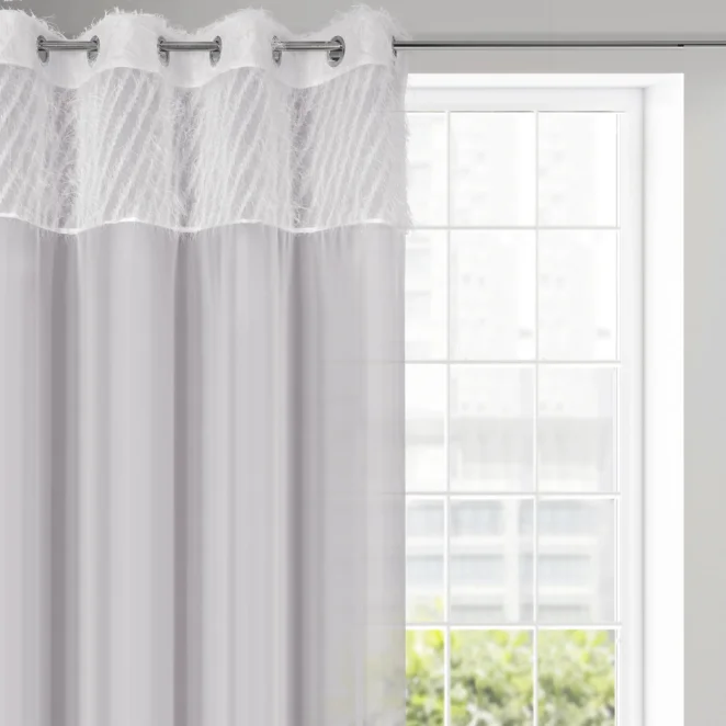 Zasłona jasnoszara w stylu glamour 140x250 cm przelotka - AMIRA