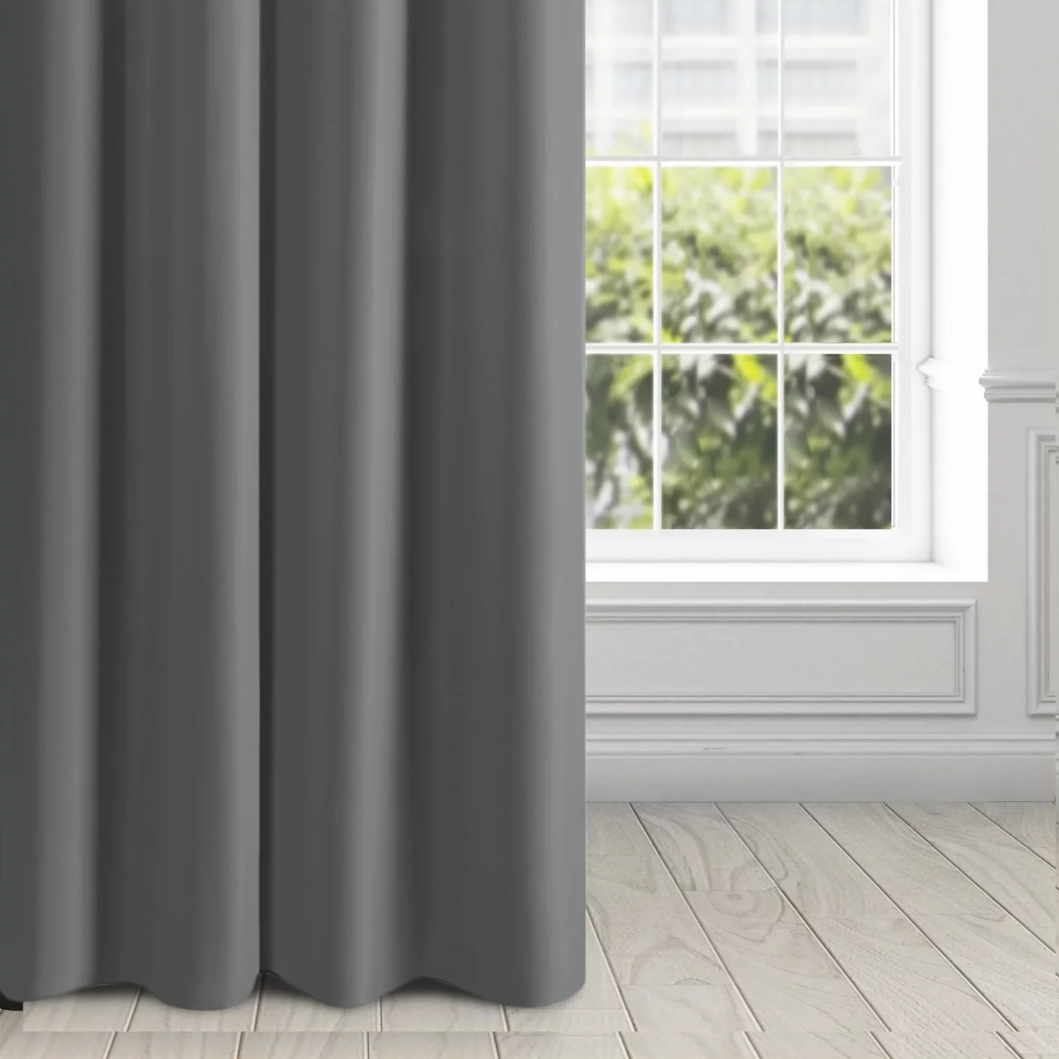 Zasłona grafitowa z matowej gładkiej tkaniny 140x250 cm przelotka - RITA