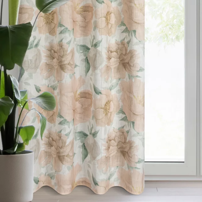 Zasłona naturalno, jasnopomarańczowa z dodatkiem lnu w stylu eko 140x250 cm przelotka - KARLA