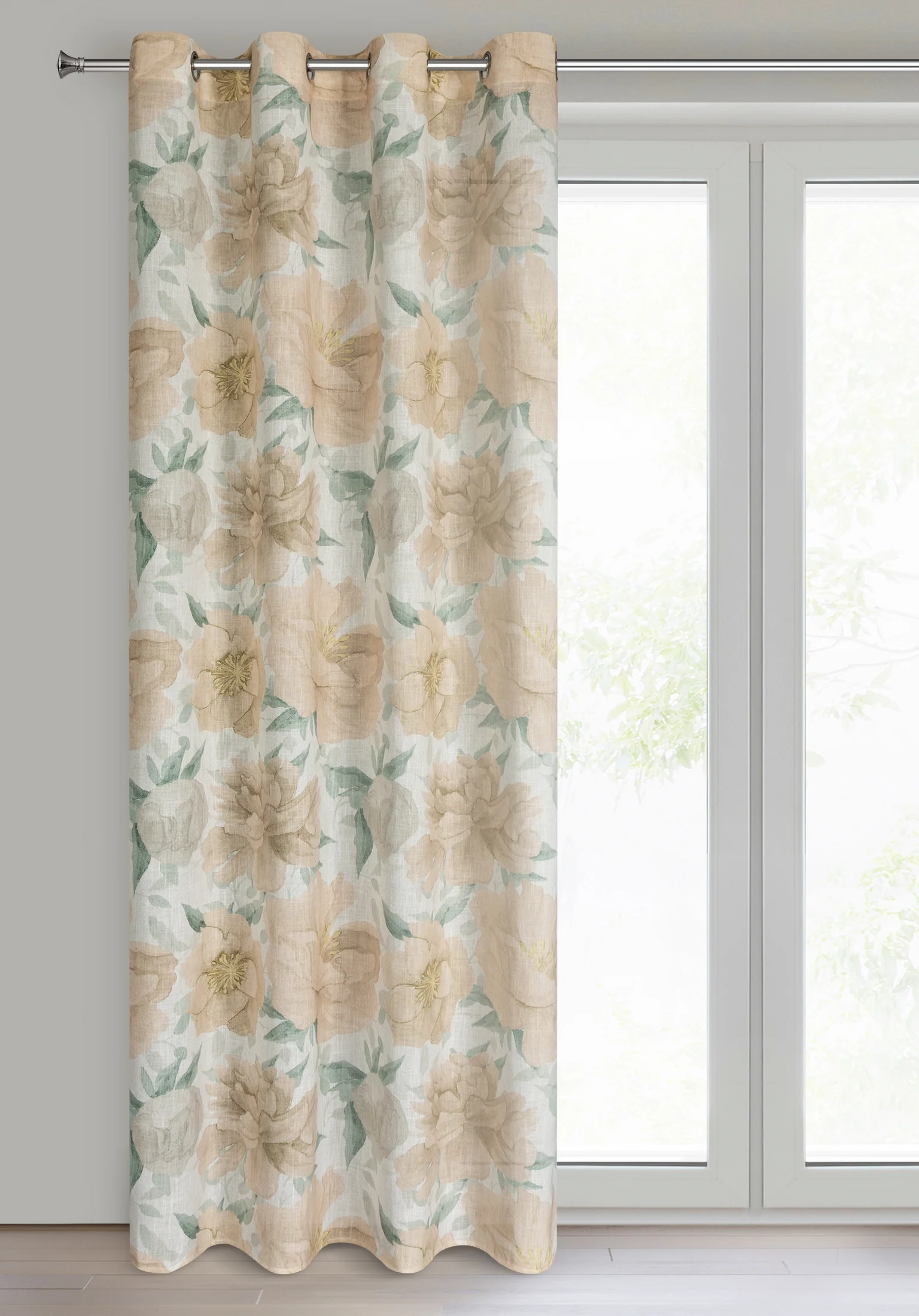 Zasłona naturalno, jasnopomarańczowa z dodatkiem lnu w stylu eko 140x250 cm przelotka - KARLA