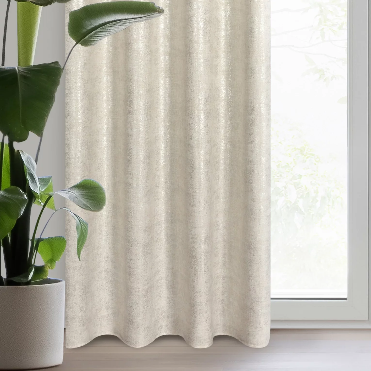 Zasłona naturalna o płóciennym splocie ze złotym połyskiem 140x250 cm przelotka - BLANKA