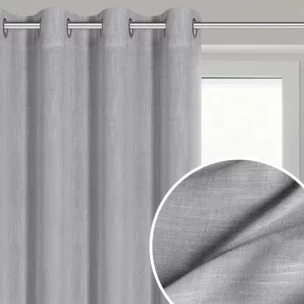 Zasłona srebrna z dodatkiem lnu w stylu eko 140x250 cm przelotka - LATIKA