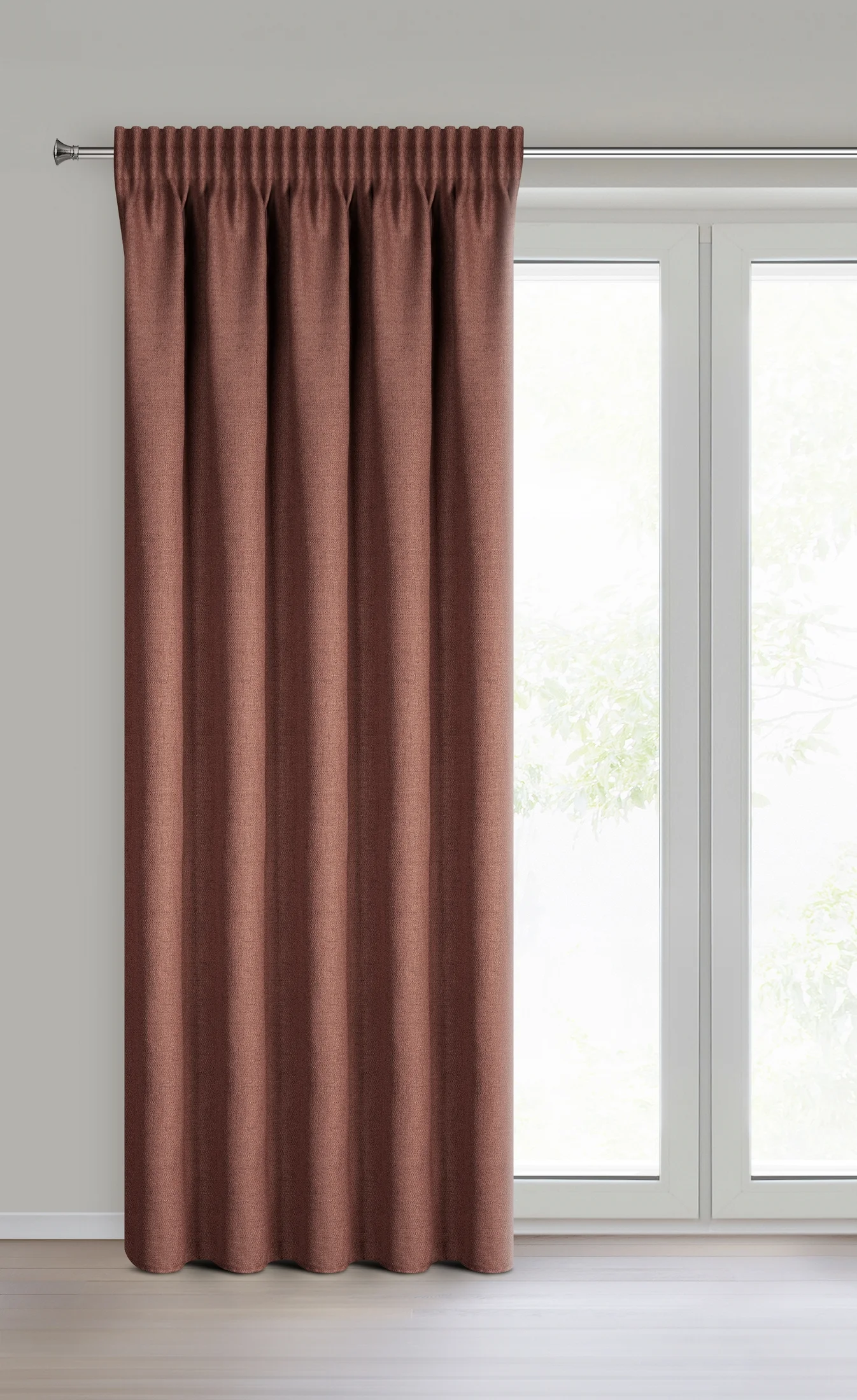 Zasłona marsala o grubym widocznym splocie 140x250 cm przelotka - JULA2