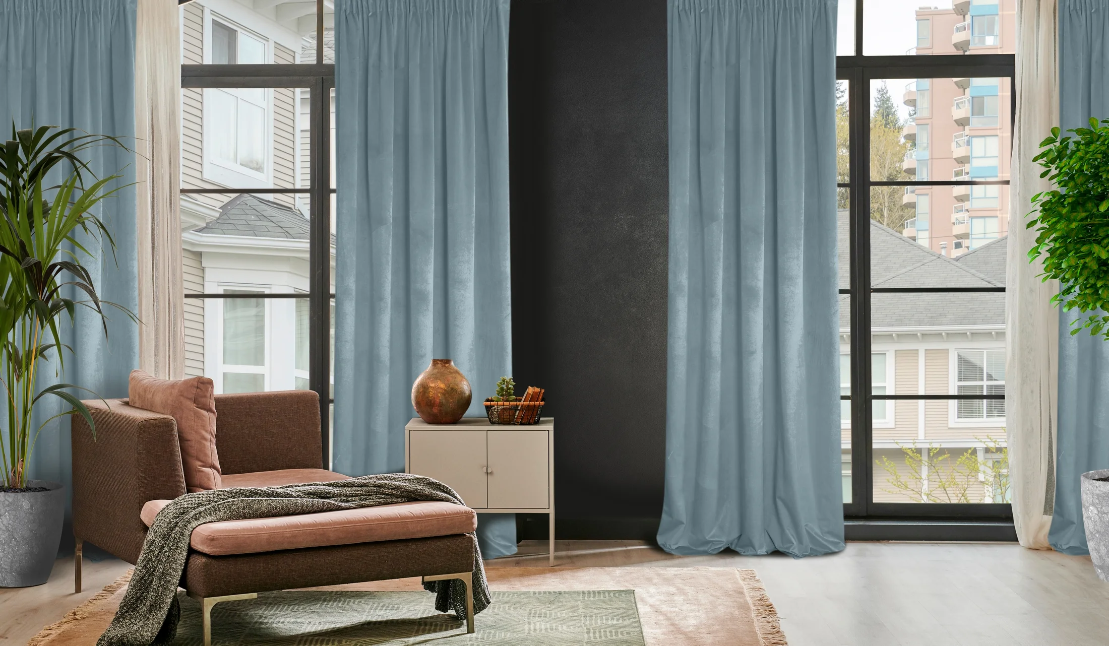 Zasłona morska z tkaniny welwetowej 135x300 cm taśma - ROSA - Design 91