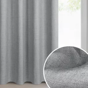 Zasłona o naturalnym splocie z efektem melanżu srebrna 140x250 cm przelotki - JULA2