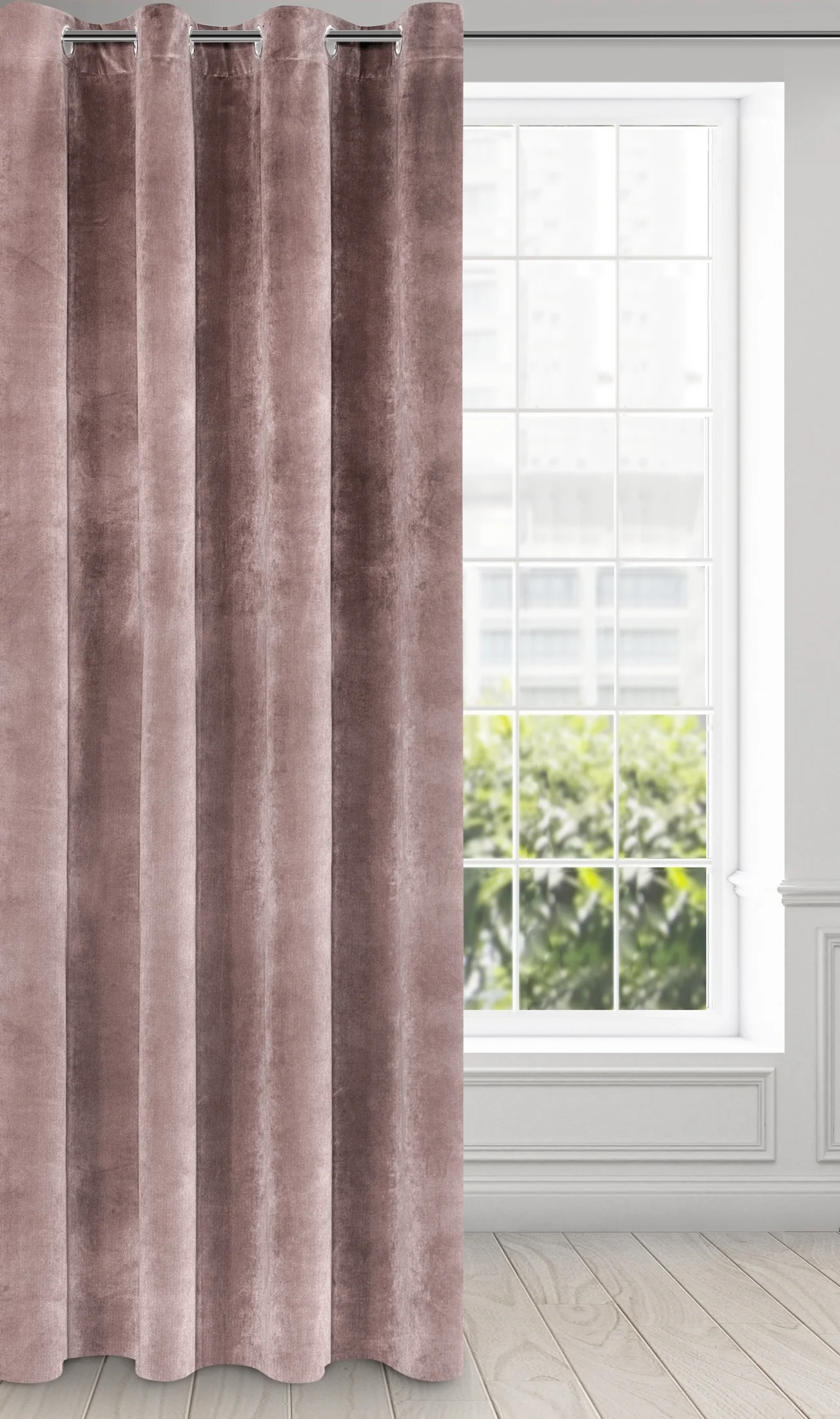 Zasłona pudrowo różowa z ekskluzywnego aksamitnego welwetu 290 g/m2 140x250 cm 10 szt. przelotek - RIA - Diva Line