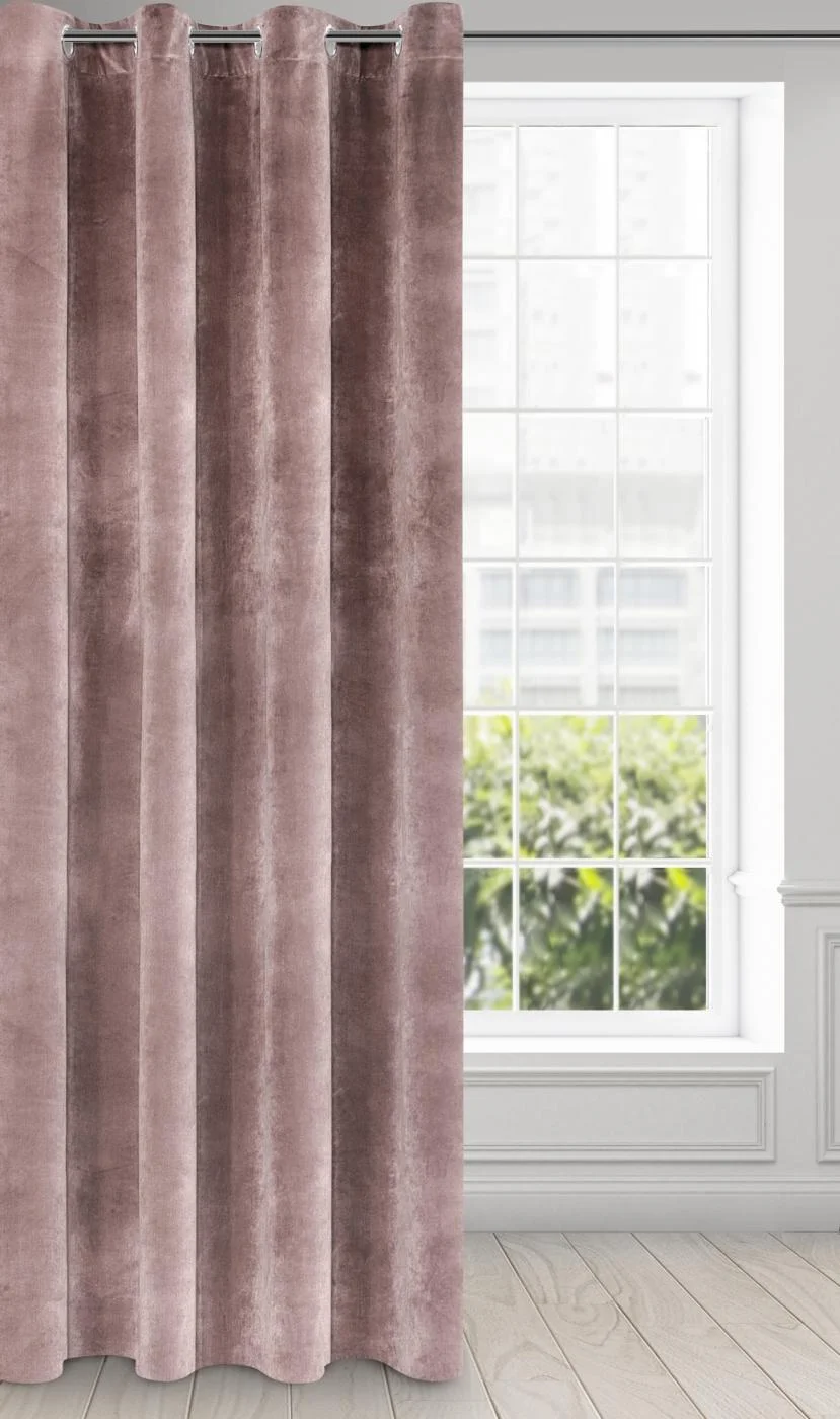 Zasłona pudrowo różowa z ekskluzywnego aksamitnego welwetu 290 g/m2 140x250 cm 10 szt. przelotek - VILLA