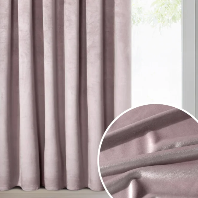 Zasłona pudrowy róż z tkaniny welwetowej 135x300 cm taśma - ROSA - Design 91