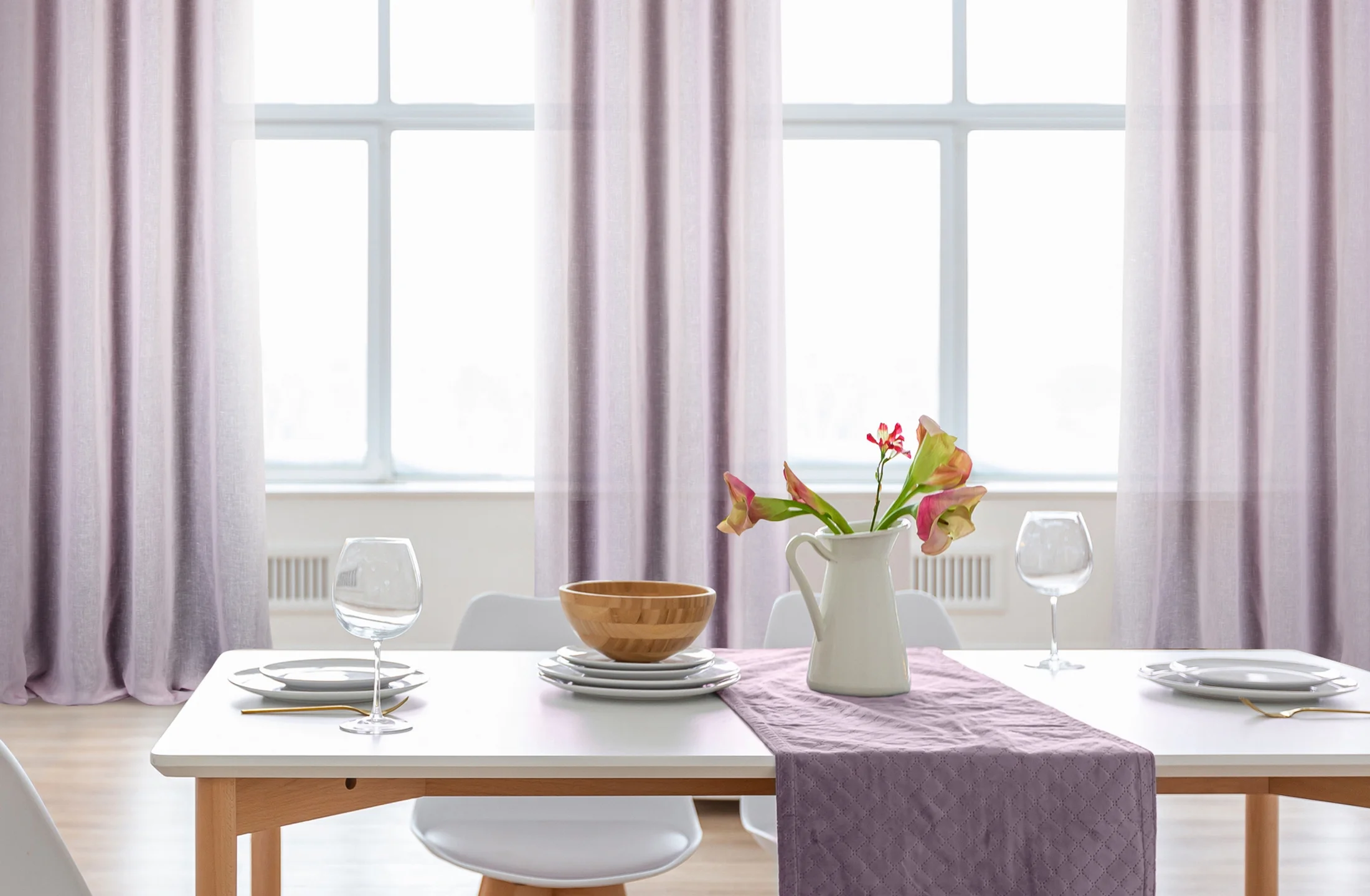 Zasłona różowa w stylu eko 140x250 cm przelotka - PAOLA