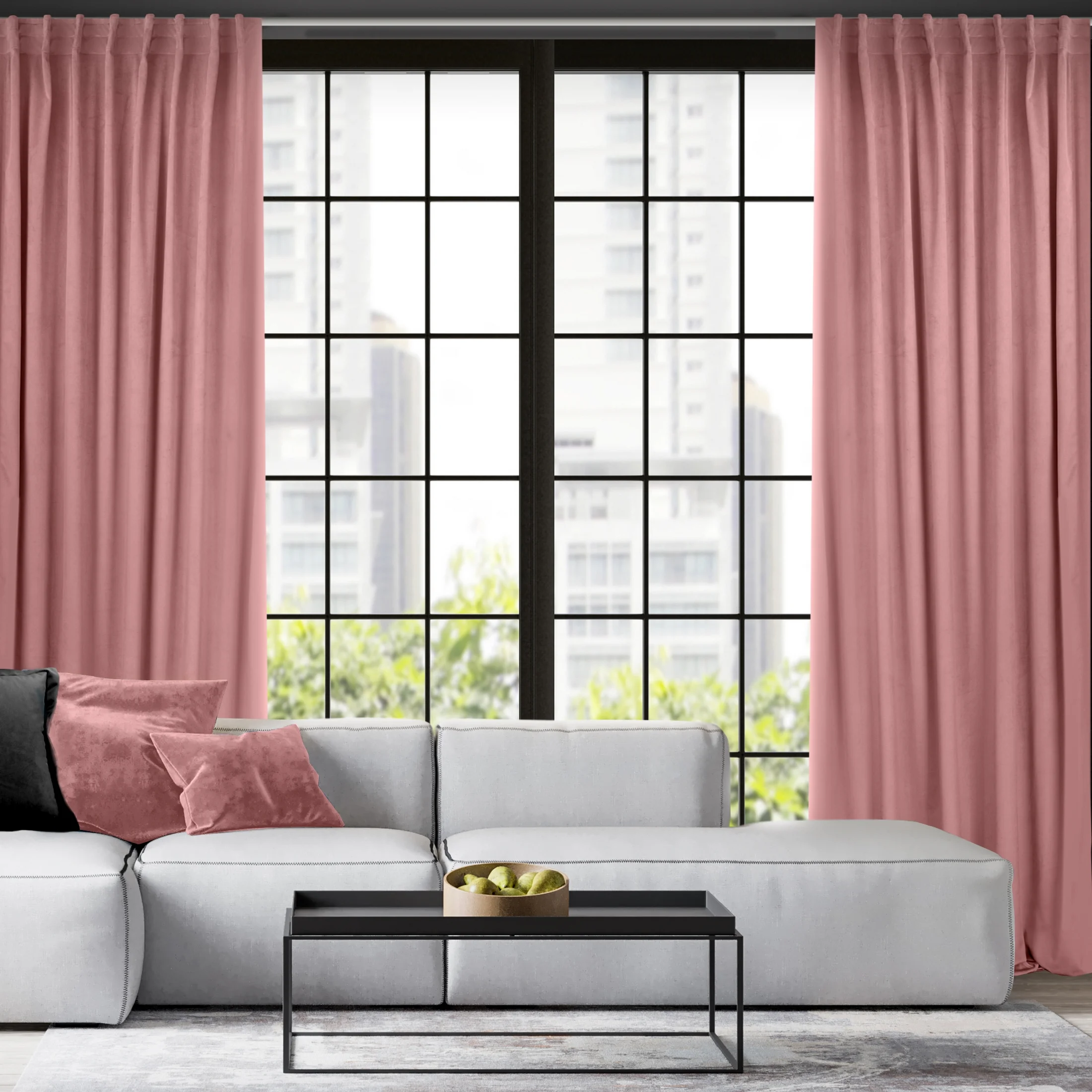 Zasłona różowa z gładkiego i miękkiego welwetu 140x300 cm taśma imitująca flex - MADLEN