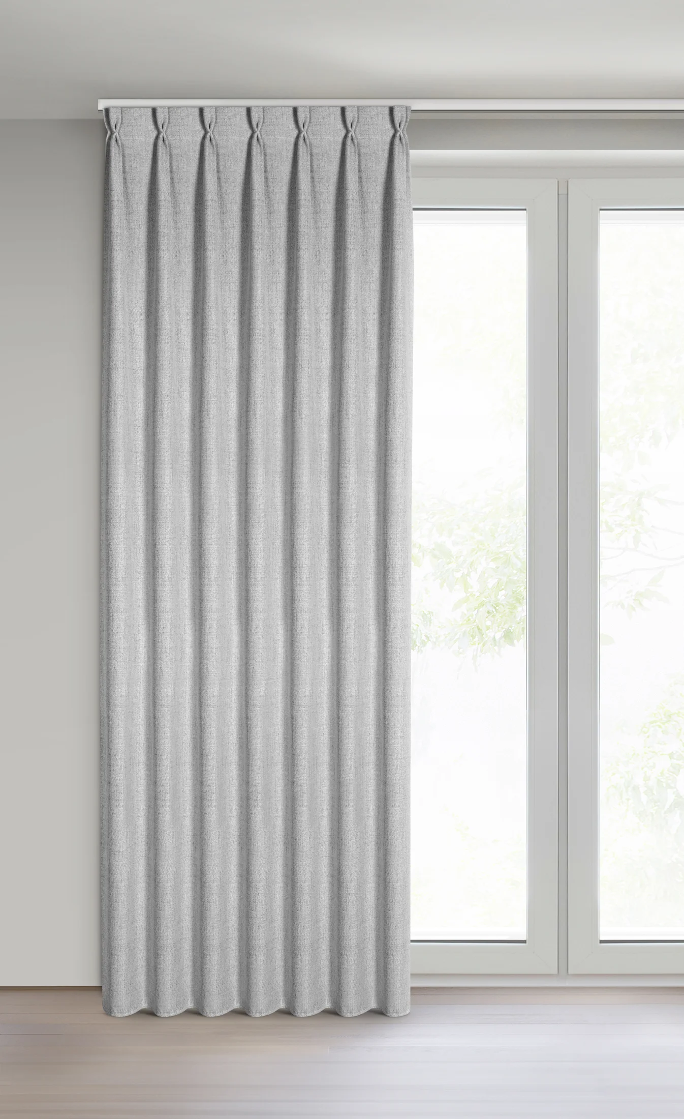 Zasłona srebrna o płóciennym splocie z efektem melanżu 80x270 cm (wymiar podany na gotowo) system flex - JULA