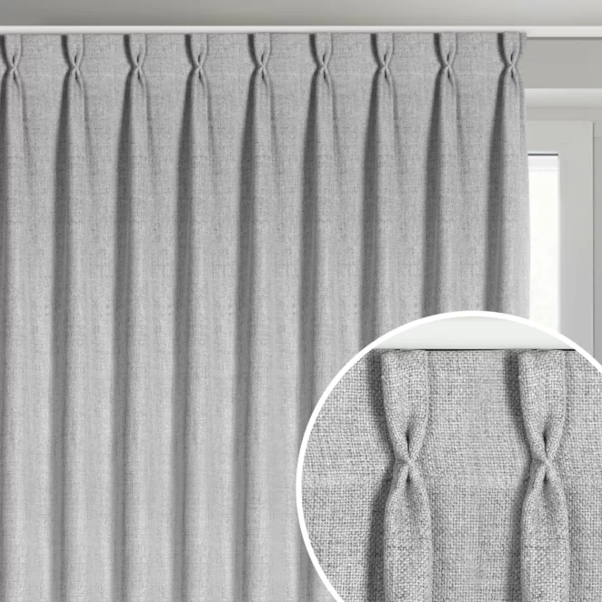 Zasłona srebrna o płóciennym splocie z efektem melanżu 80x270 cm (wymiar podany na gotowo) system flex - JULA