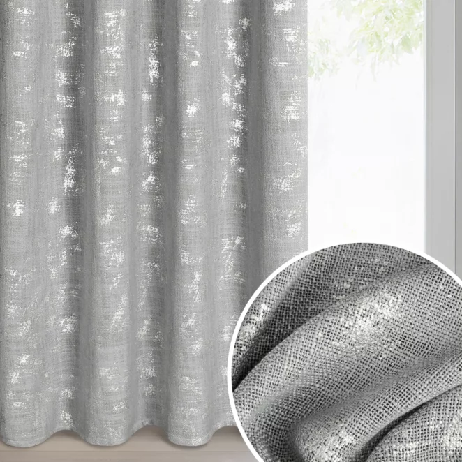 Zasłona srebrna w stylu eko 140x250 cm przelotka - SOLANA