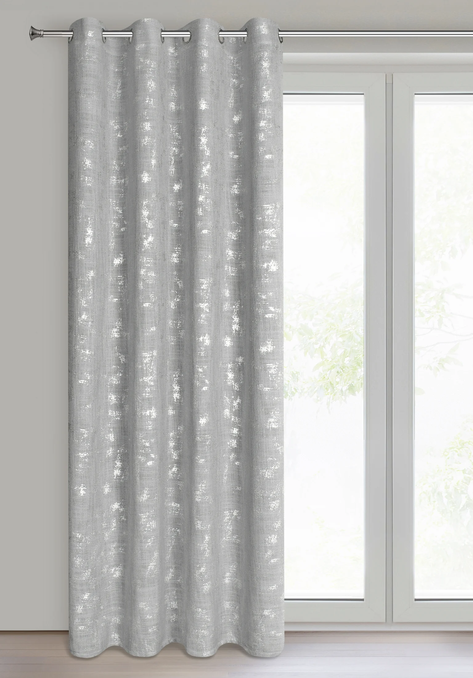 Zasłona srebrna w stylu eko 140x250 cm przelotka - SOLANA