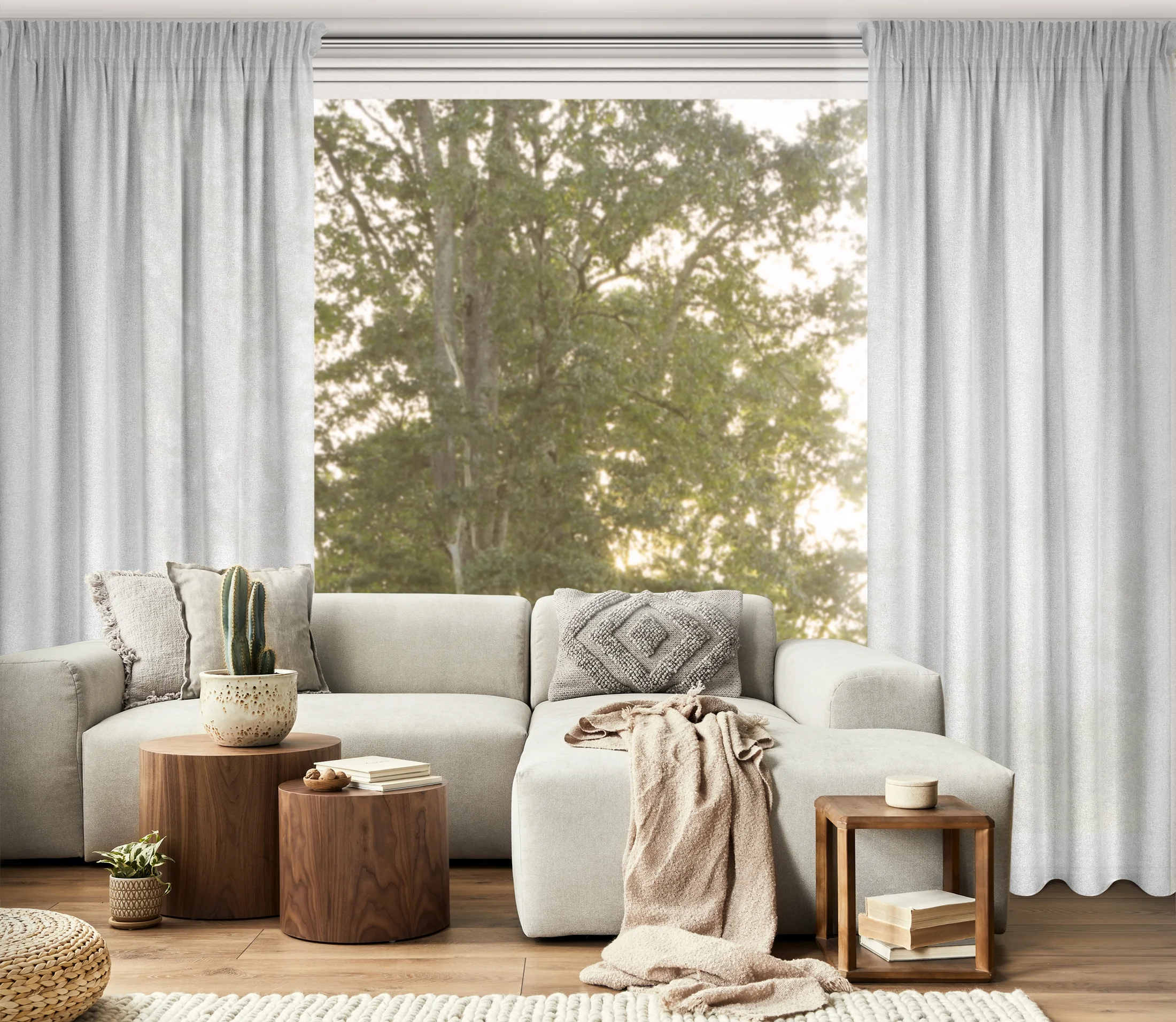 Zasłona srebrna w stylu eko 140x270 taśma - ERIS