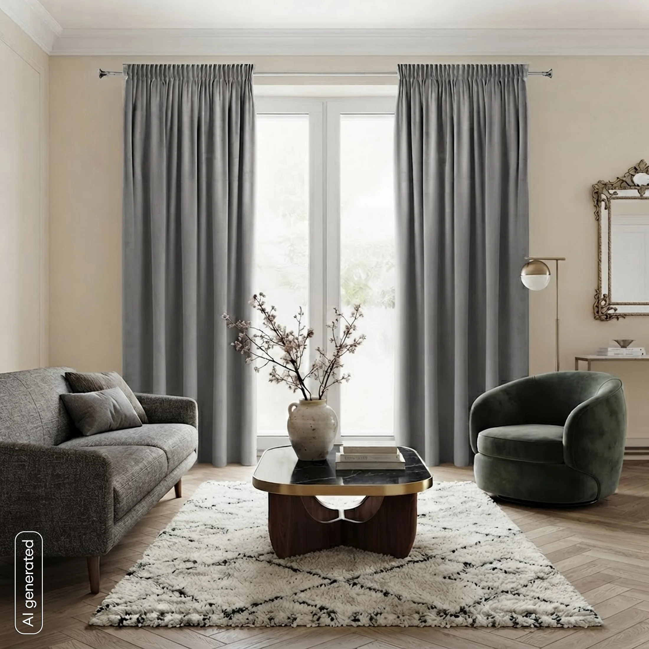 Zasłona srebrna z aksamitnego gładkiego welwetu 140x270 cm taśma - HEAVEN