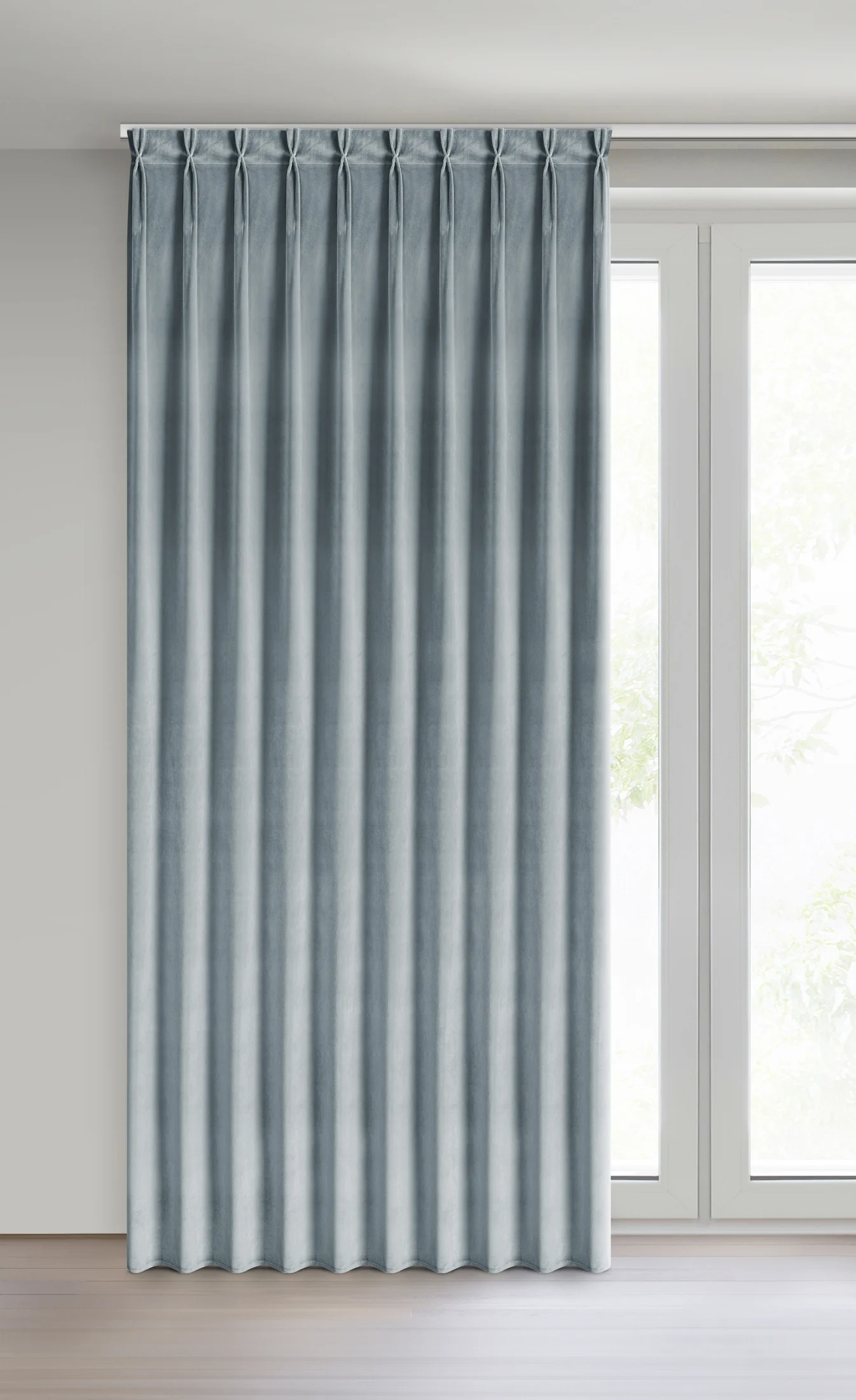 Zasłona srebrna z welwetowej tkaniny 125x270 cm (wymiar podany na gotowo) system flex - MELANIE