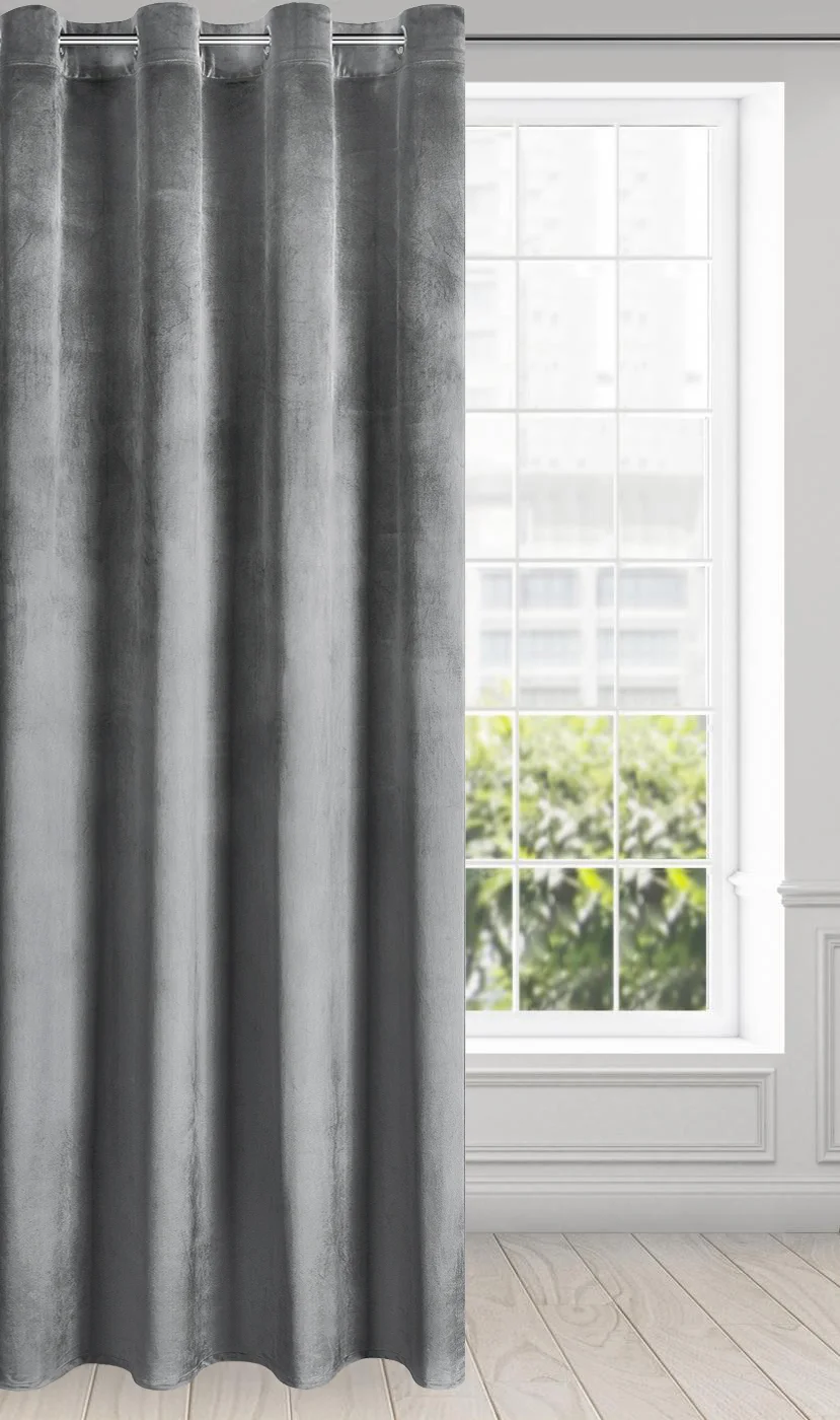 Zasłona stalowa z miękkiego welwetu 140x250 cm przelotka - SUZANA