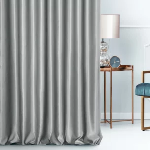Zasłona szyta na flexach platynowa z jednokolorowej gładkiej tkaniny