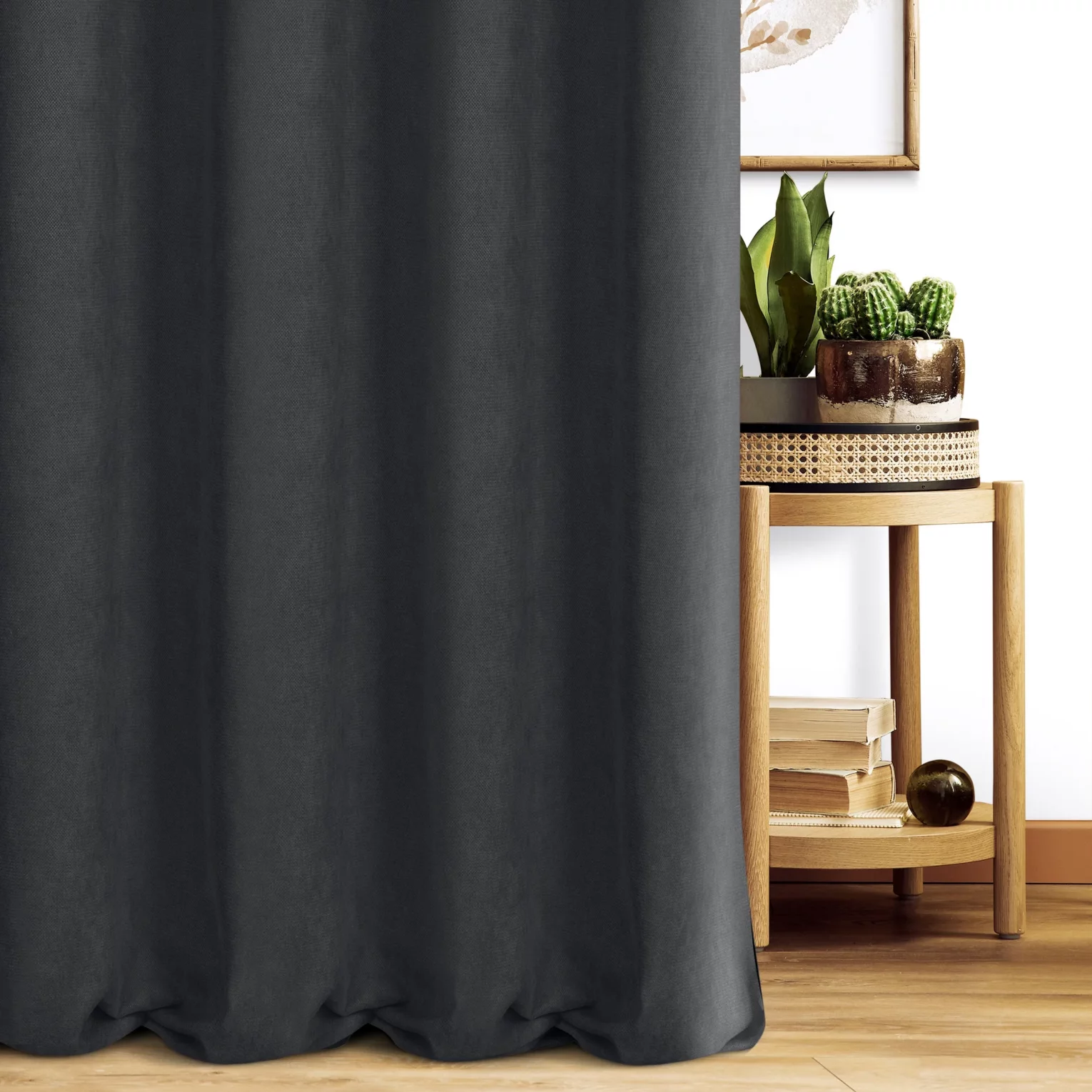 Zasłona szyta na flexach stalowa z miękkiej tkaniny o welurowej strukturze
