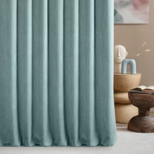 Zasłona szyta na przelotkach szałwiowa z tkaniny o naturalnym splocie z efektem melanżu