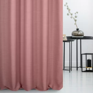 Zasłona szyta na taśmie 8 cm wrzosowa z miękkiej tkaniny o naturalnym splocie w stylu ekologicznym