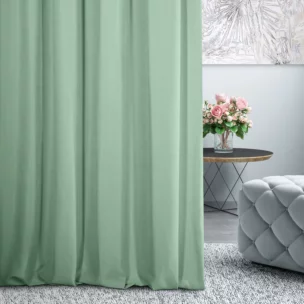 Zasłona szyta na tunelu DORA - HIT jasnoturkusowa z miękkiej tkaniny o welurowej strukturze