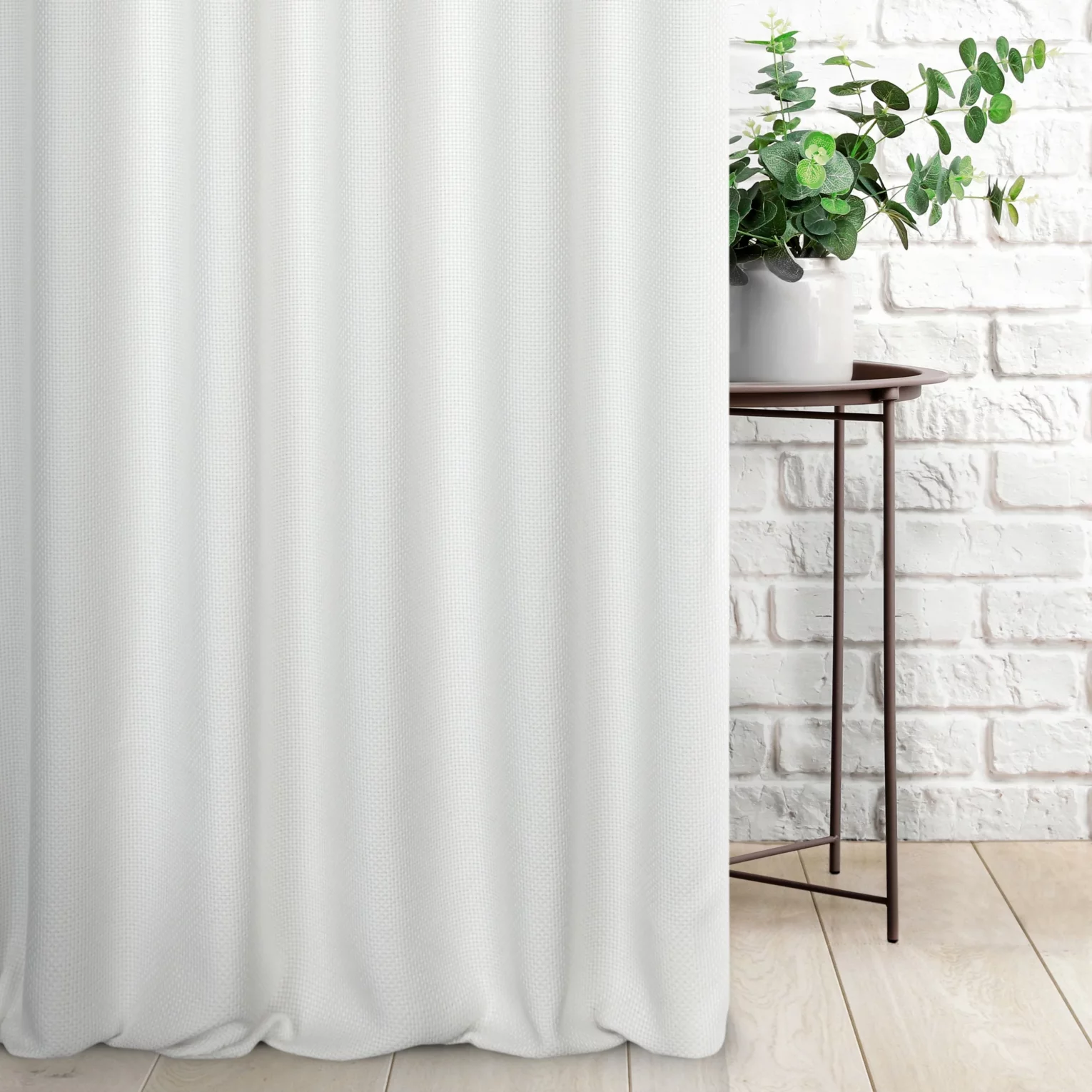 Zasłona szyta na tunelu naturalna z strukturalnej tkaniny o naturalnym splocie
