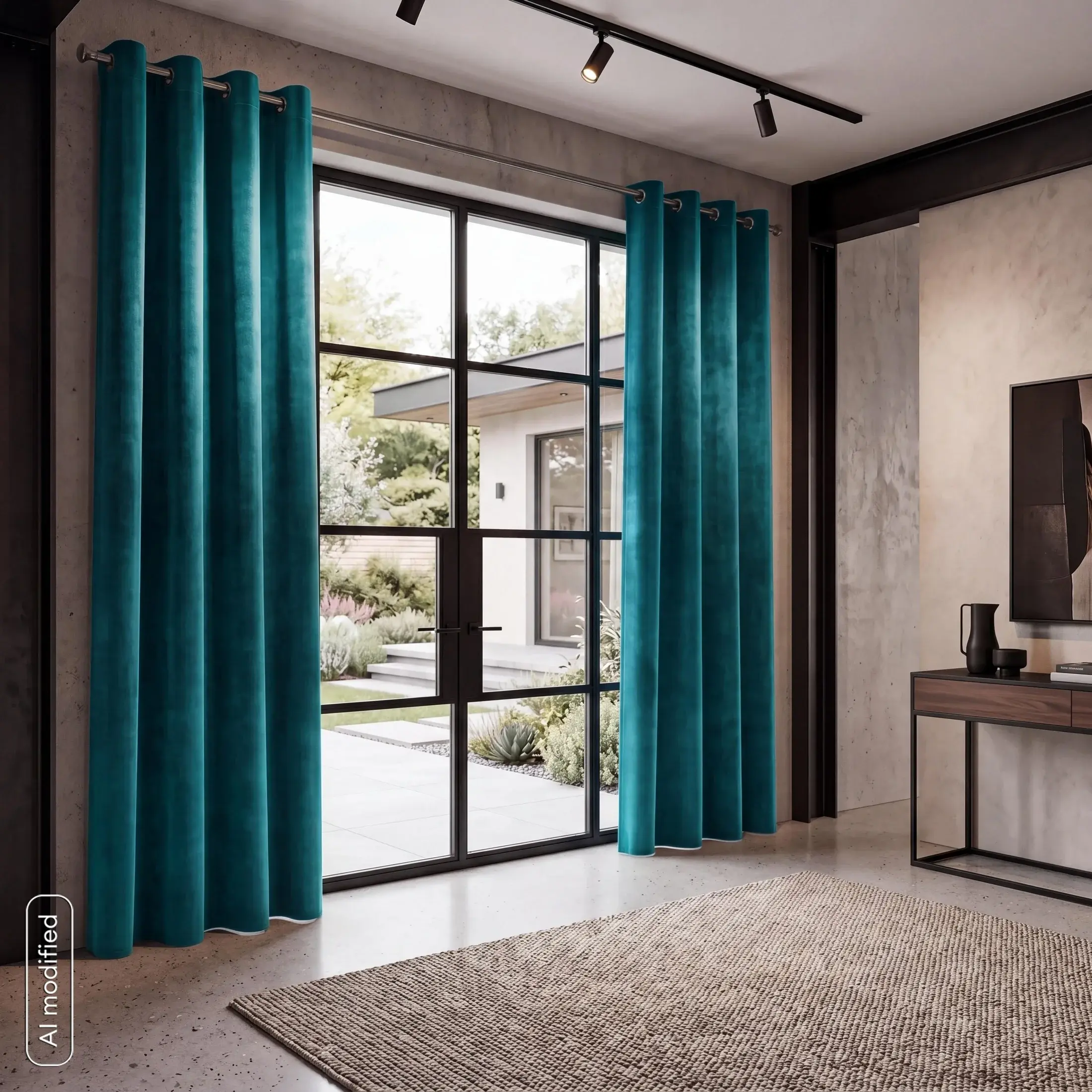 Zasłona turkusowa z aksamitnego błyszczącego welwetu 140x250 cm przelotka - LUCCA