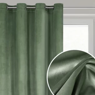 Zasłona welwetowa ciemnomiętowa 140x250 cm przelotka - ROSA - Design 91