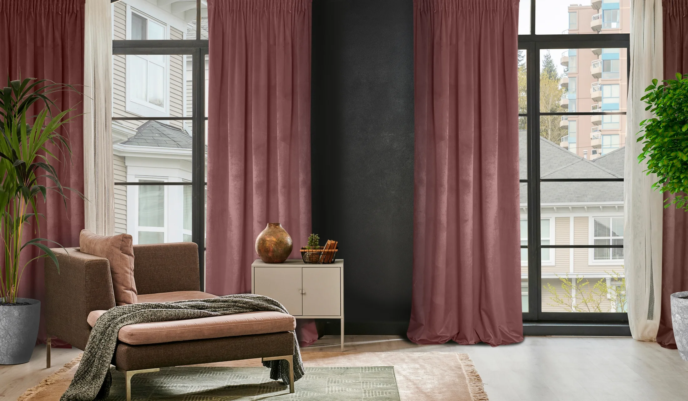 Zasłona welwetowa ciemnoróżowa 135x300 cm taśma - ROSA - Design 91