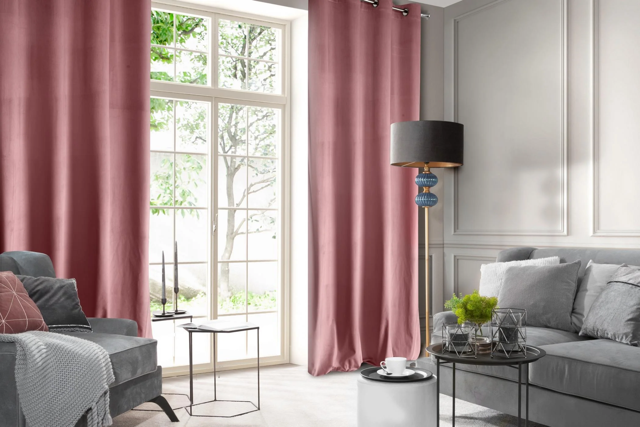 Zasłona welwetowa ciemnoróżowa 140x250 cm przelotka - ROSA - Design 91