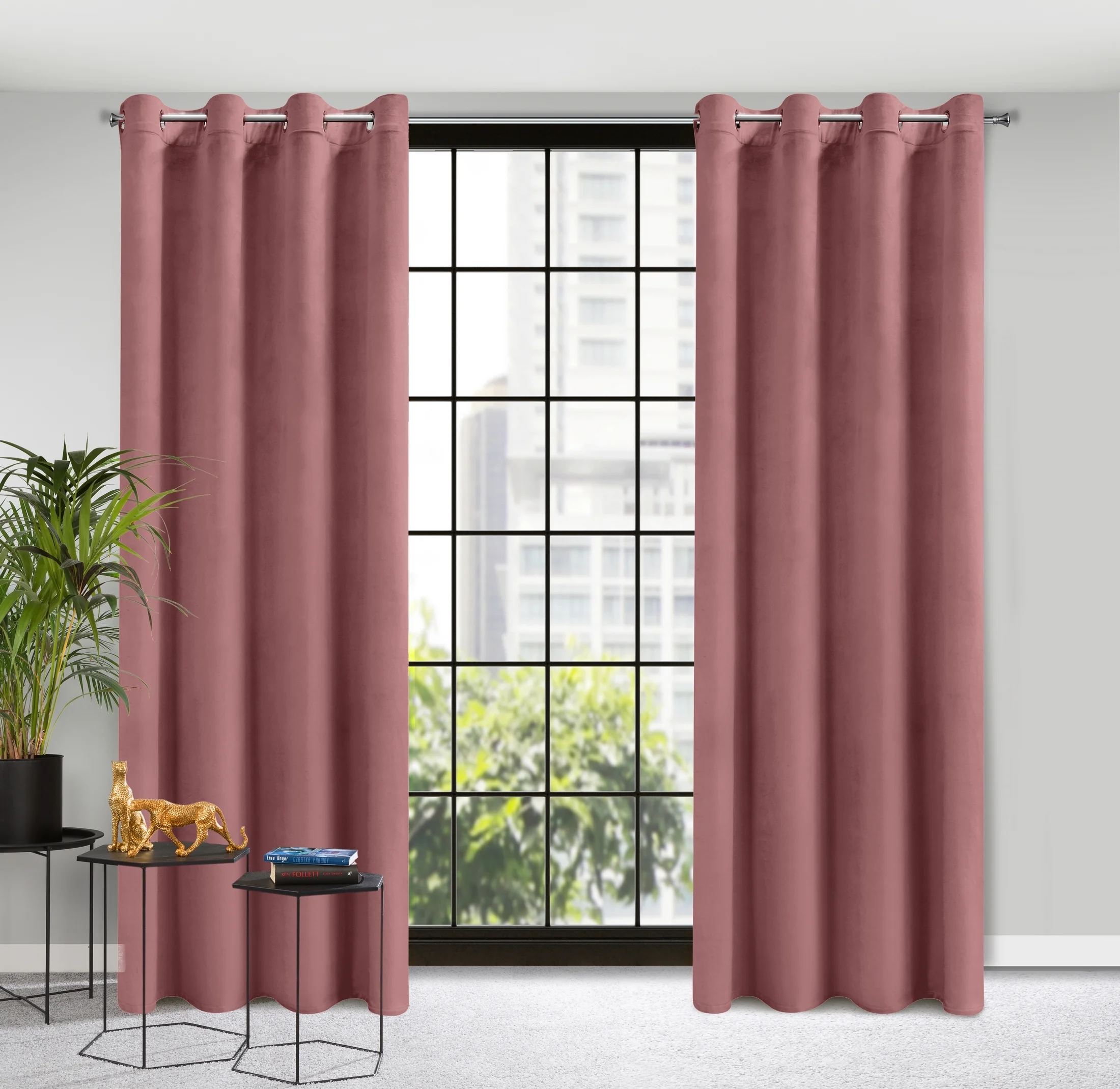 Zasłona welwetowa ciemnoróżowa 140x250 cm przelotka - ROSA - Design 91