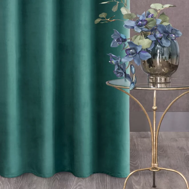 Zasłona welwetowa ciemnoturkusowa 140x250 cm przelotka - ROSA - Design 91