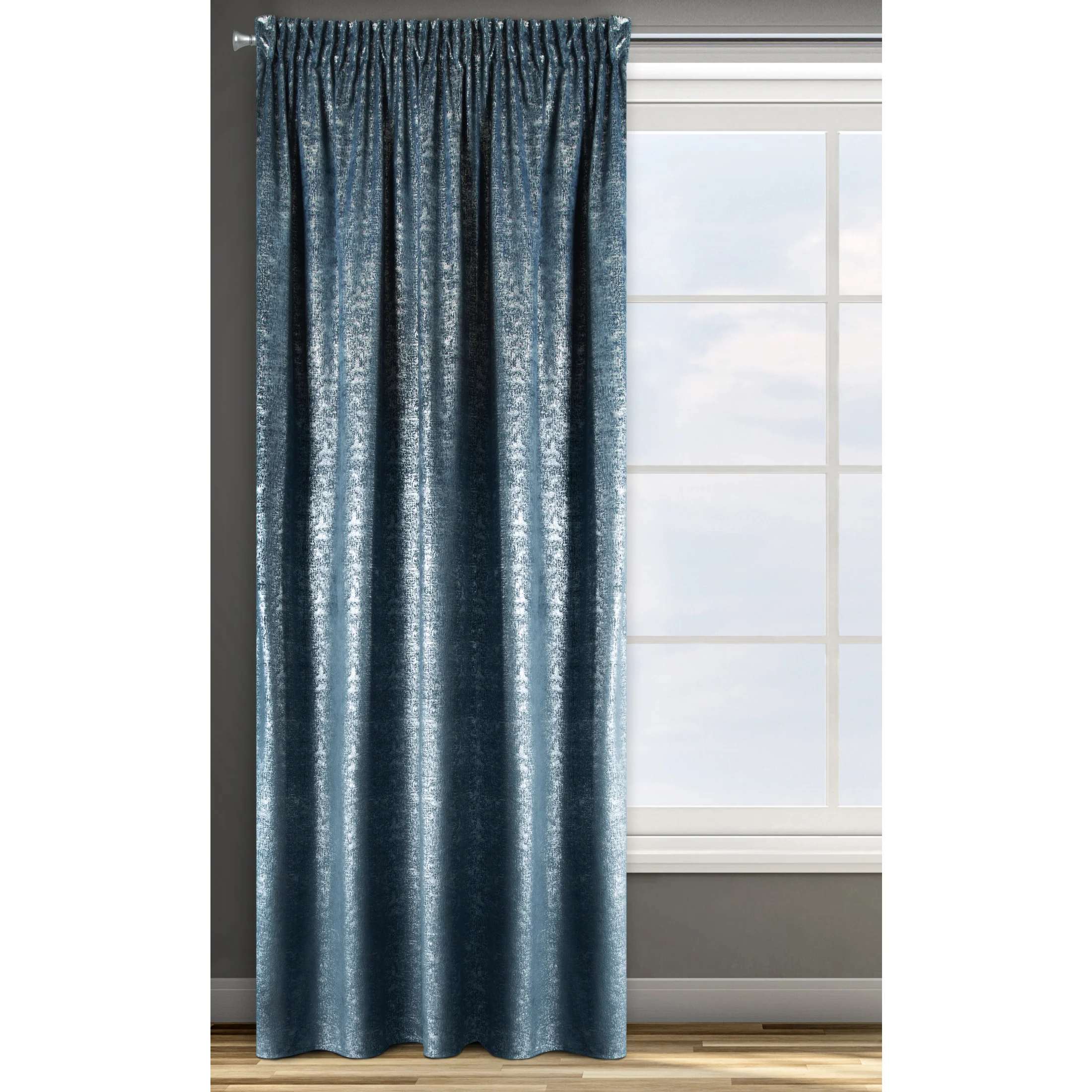 Zasłona welwetowa, granatowo, srebrna 140x270 cm taśma - CYPR - Design 91