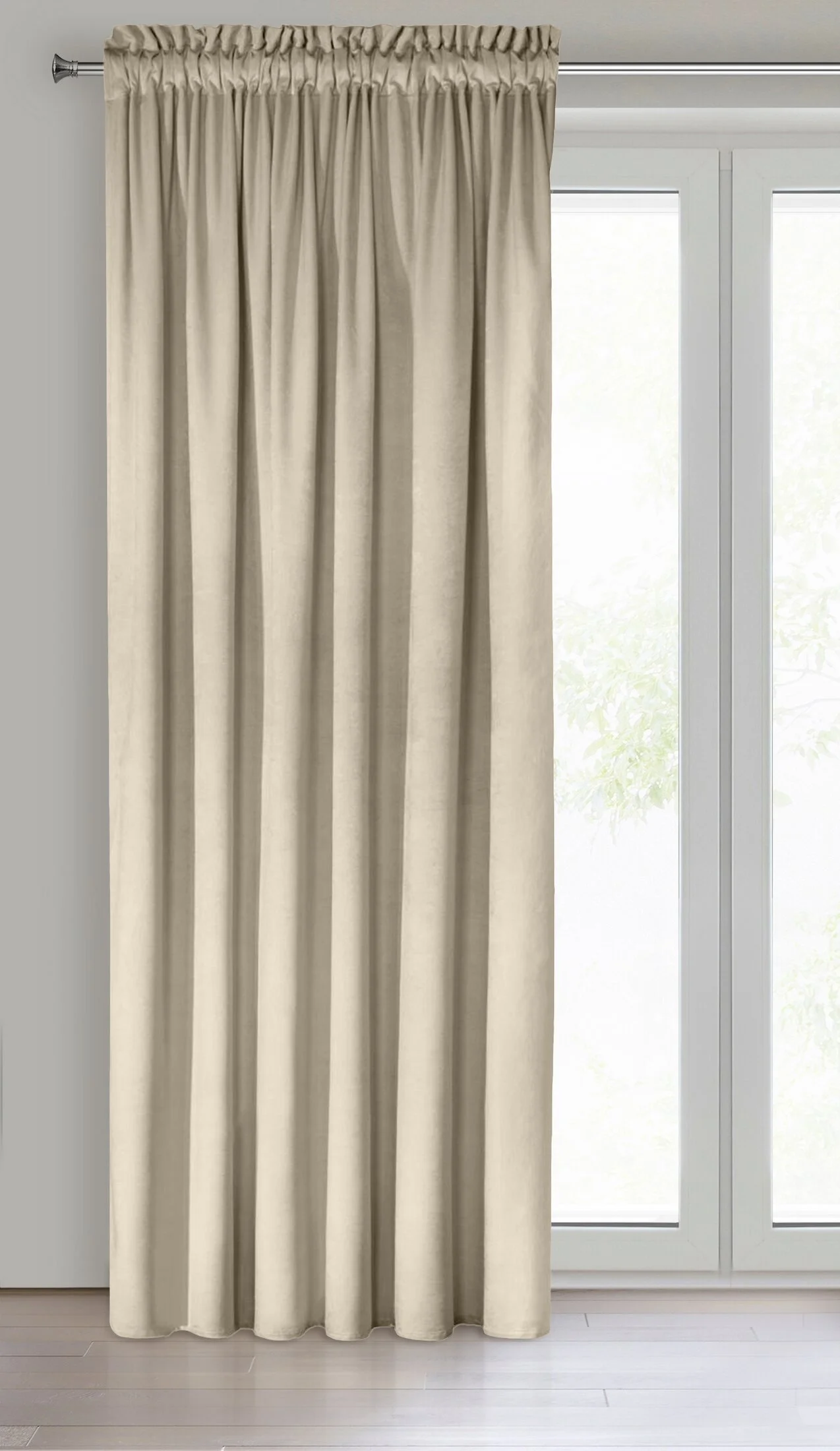 Zasłona welwetowa jasnobeżowa 140x270 cm taśma - ROSA - Design 91