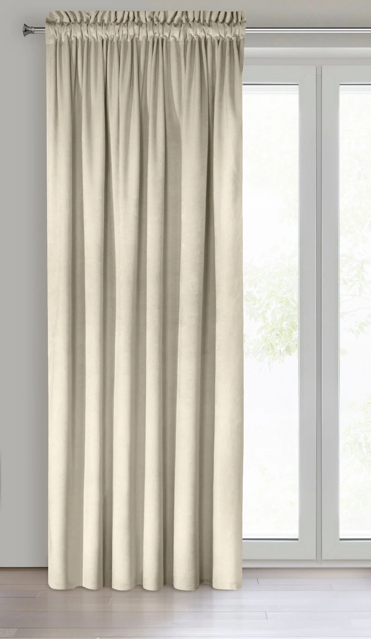 Zasłona welwetowa kremowa 140x270 cm taśma - ROSA - Design 91