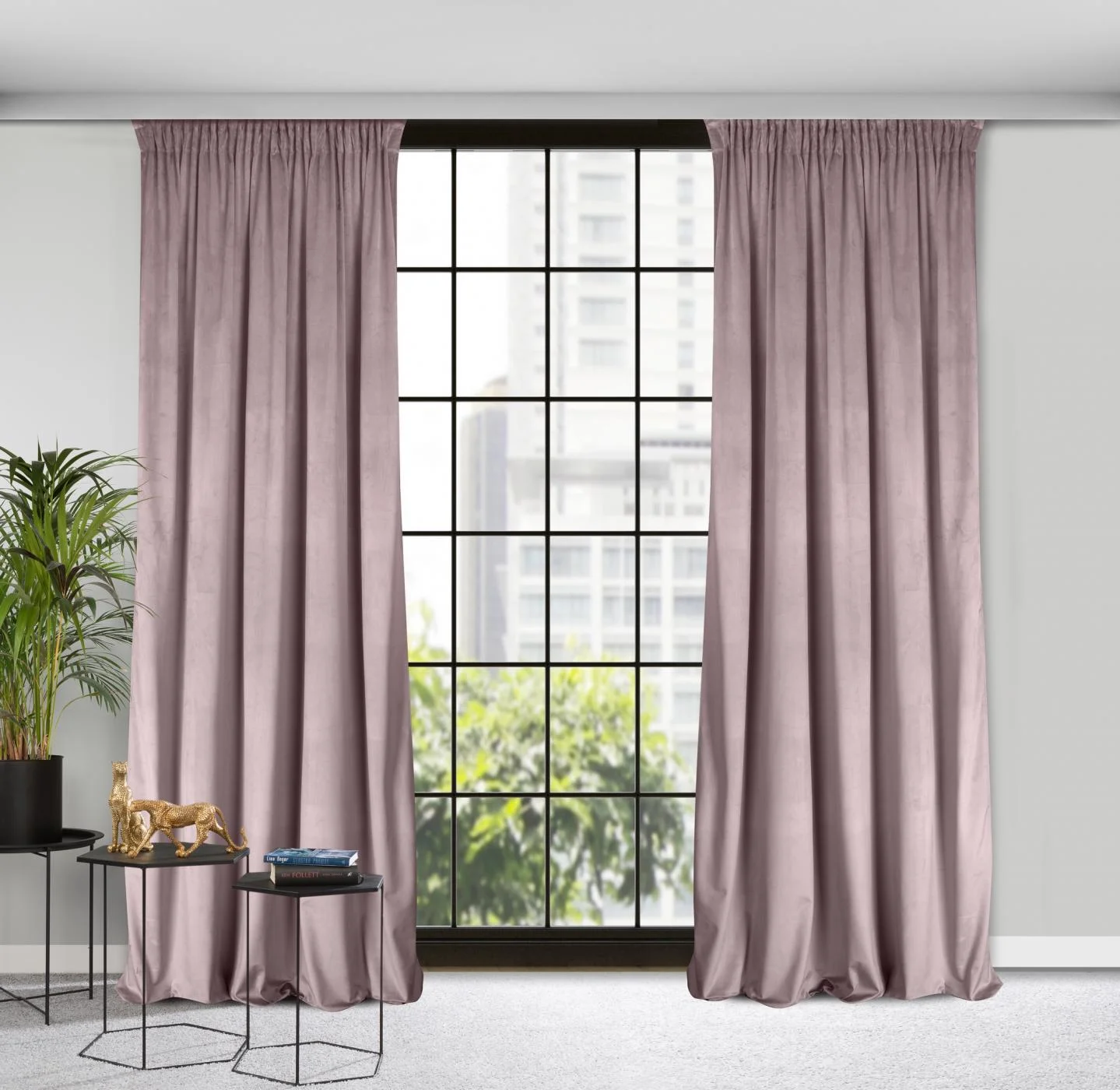 Zasłona welwetowa pudrowy róż 140 x 270 cm taśma - ROSA - Design 91
