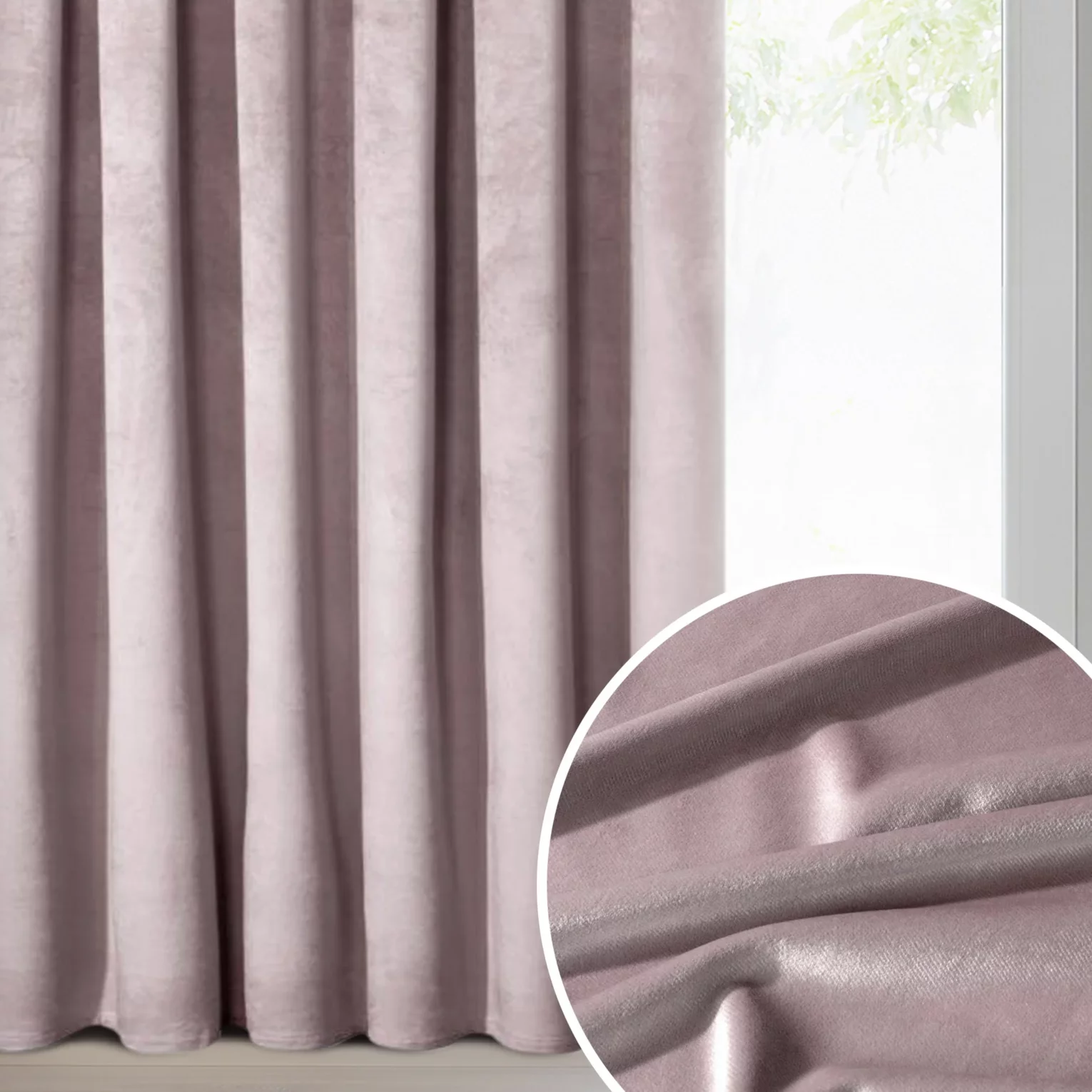 Zasłona welwetowa pudrowy róż 140 x 270 cm taśma - ROSA - Design 91