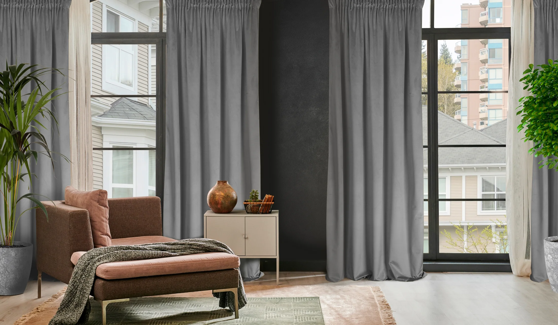 Zasłona welwetowa stalowa 135x300 cm taśma - ROSA - Design 91