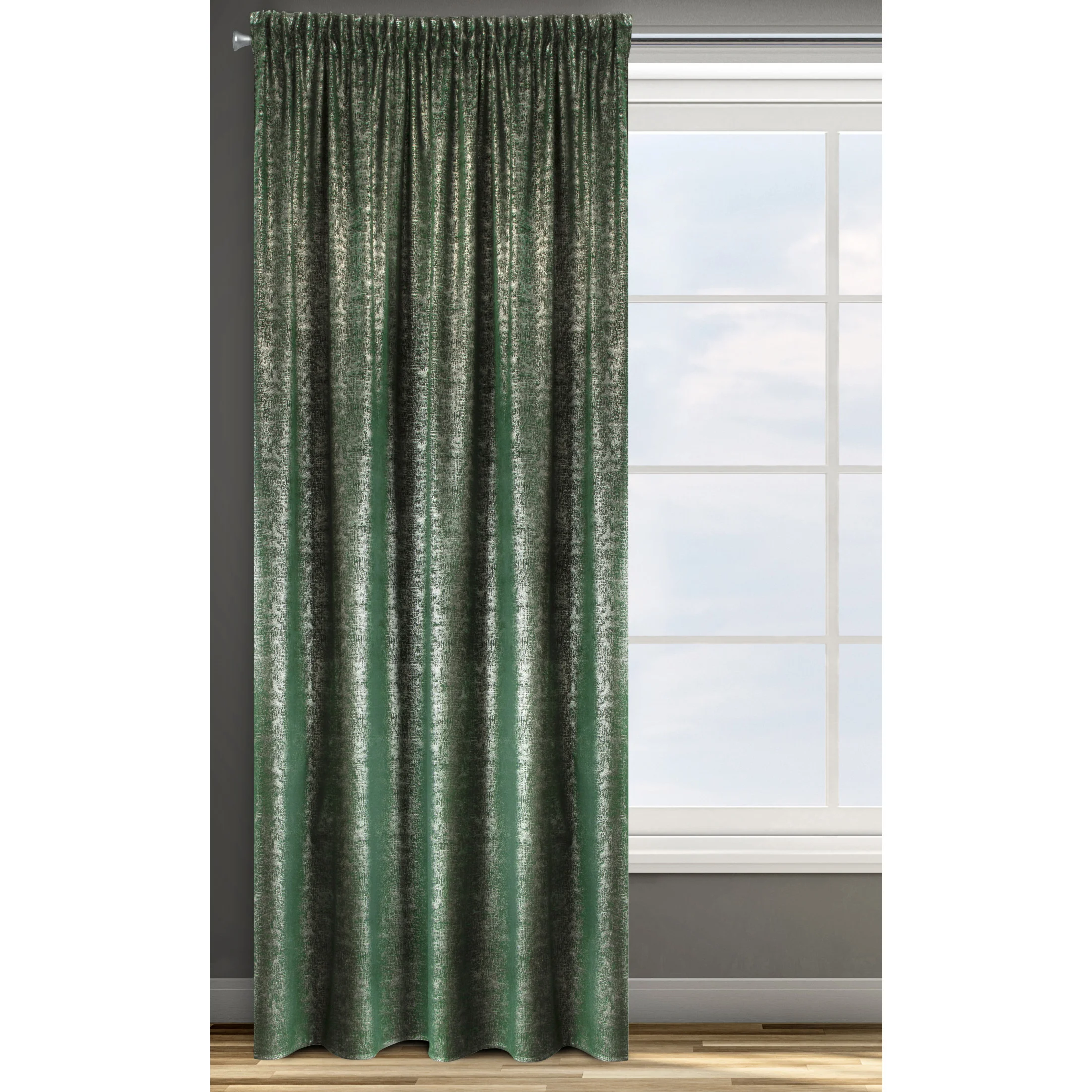 Zasłona welwetowa, zielono srebrna 140x270 cm taśma- CYPR - Design 91