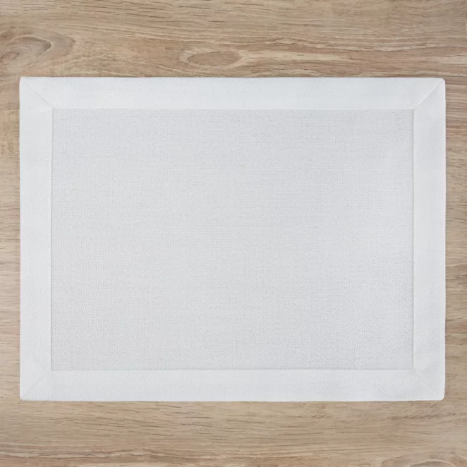 Zestaw 4 szt. podkładek na stół  30x40 cm białch zdobionych ozdobną kantą - ANABEL