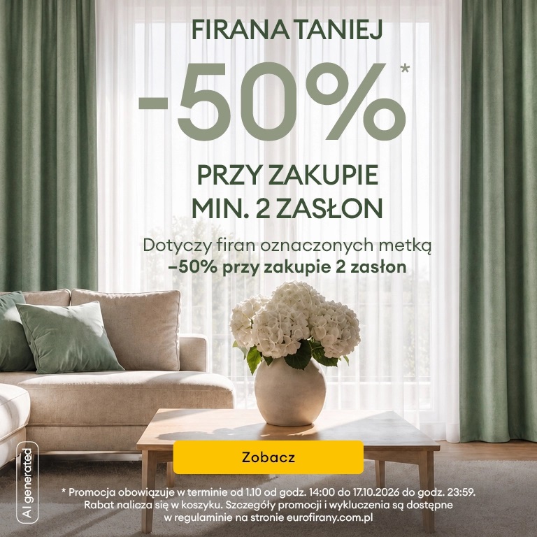 -50% na firanę przy zakupie 2 zasłon